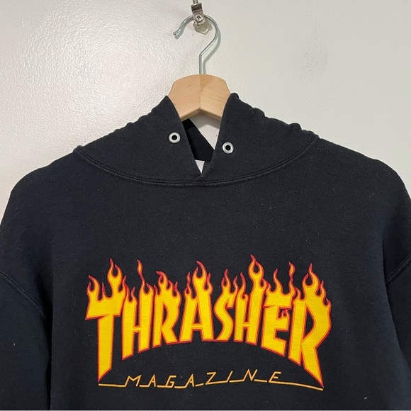 Thrasher Magazine Flame Logo Hoodie - Black - Size Small - Picture 7 of 9